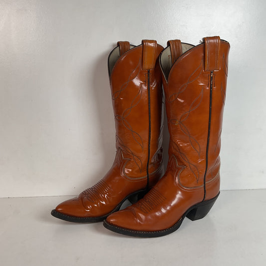 Vintage Tony Lama Patent Leather Cowgirl Boots Men’s 6 | Women’s 7 Gold Label