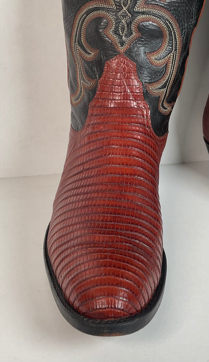 Larry Mahan Teju Lizard Cowboy Boots 10 EE Peanut Brittle