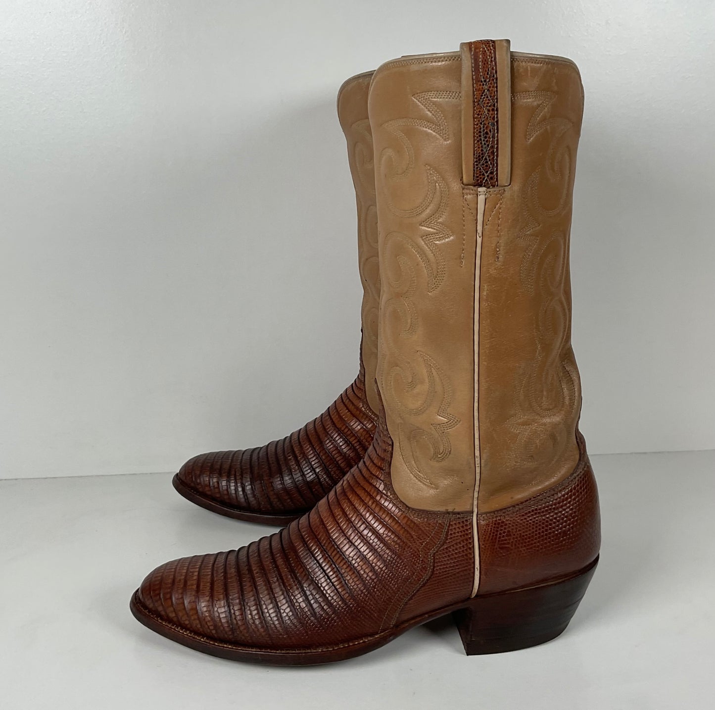 Vintage Lucchese San Antonio Cowboy Boots | Teju Lizard | Narrow | Men’s 9.5 B