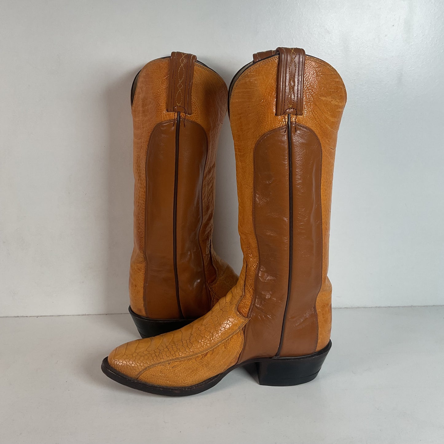 Vintage Tony Lama Ostrich Leg Cowboy Boots | Gold Label | Men’s 7 D | Women’s 8