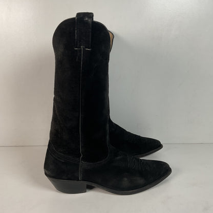 Vintage Nocona Black Suede Cowboy Boots 9 D USA Made Red Label