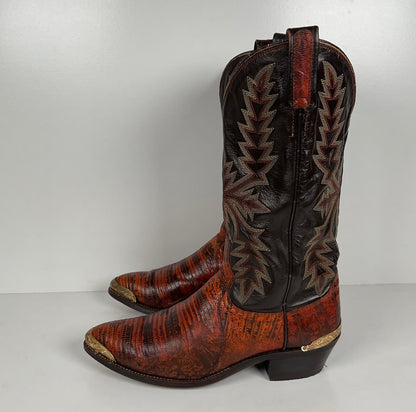 Vintage Dan Post Teju Lizard Cowboy Boots | Natural Cut | USA Made | Men’s 8.5 B