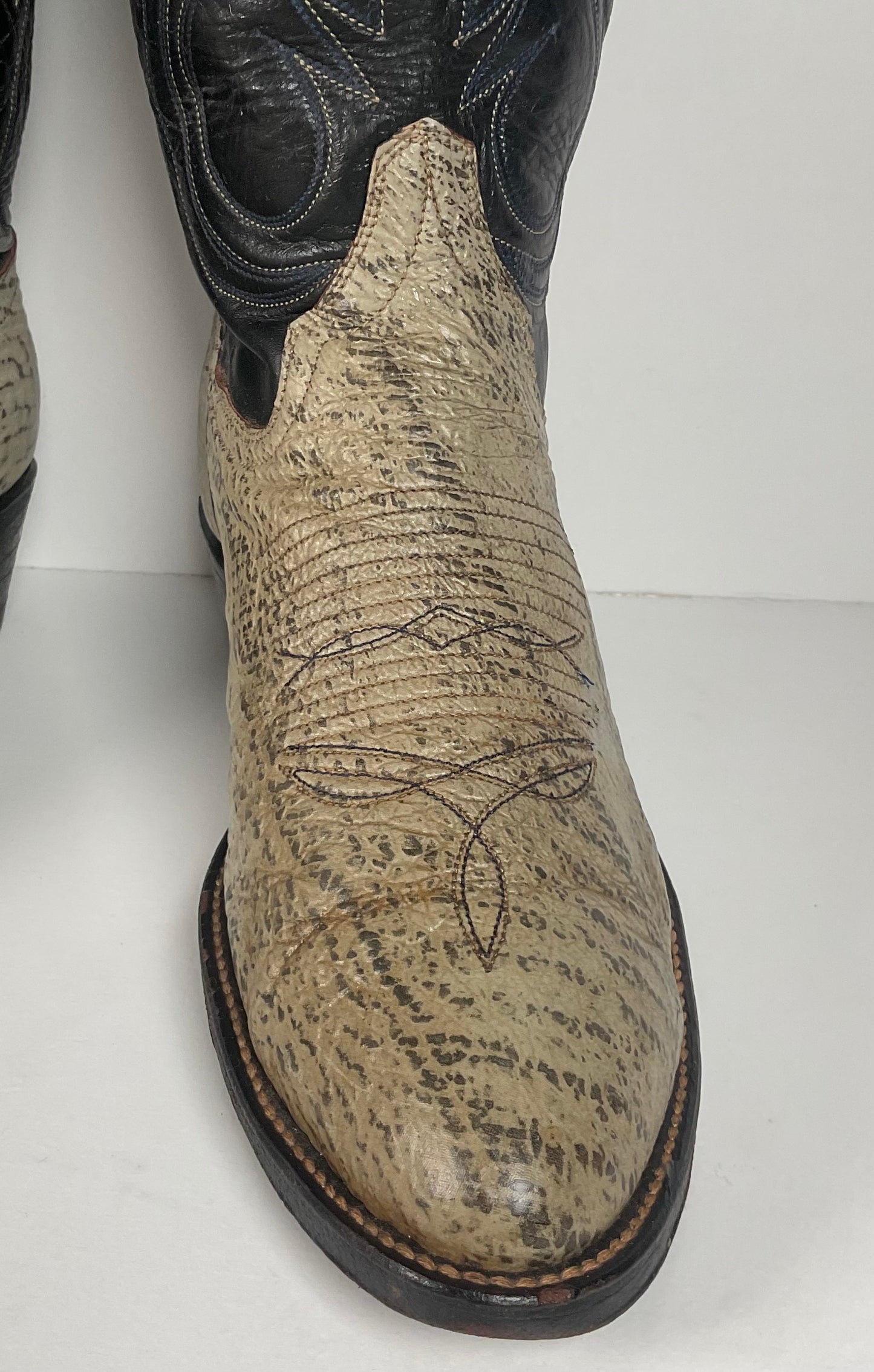 Vintage Shark Skin Cowboy Boots | Exotic | Grey | Men’s 8.5 D