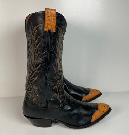 Vintage Nocona Wingtip Cowboy Boots | Exotic Ostrich Quill | Men’s 11 D