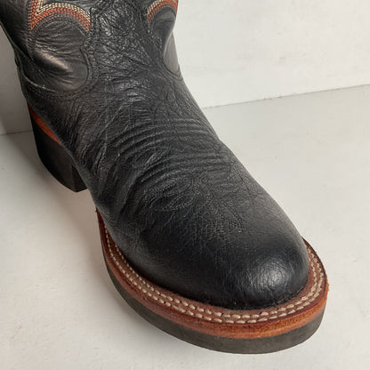Larry Mahan Smooth Ostrich Roper Boots | Exotic | Crepe | Men’s 7 | Women’s 8