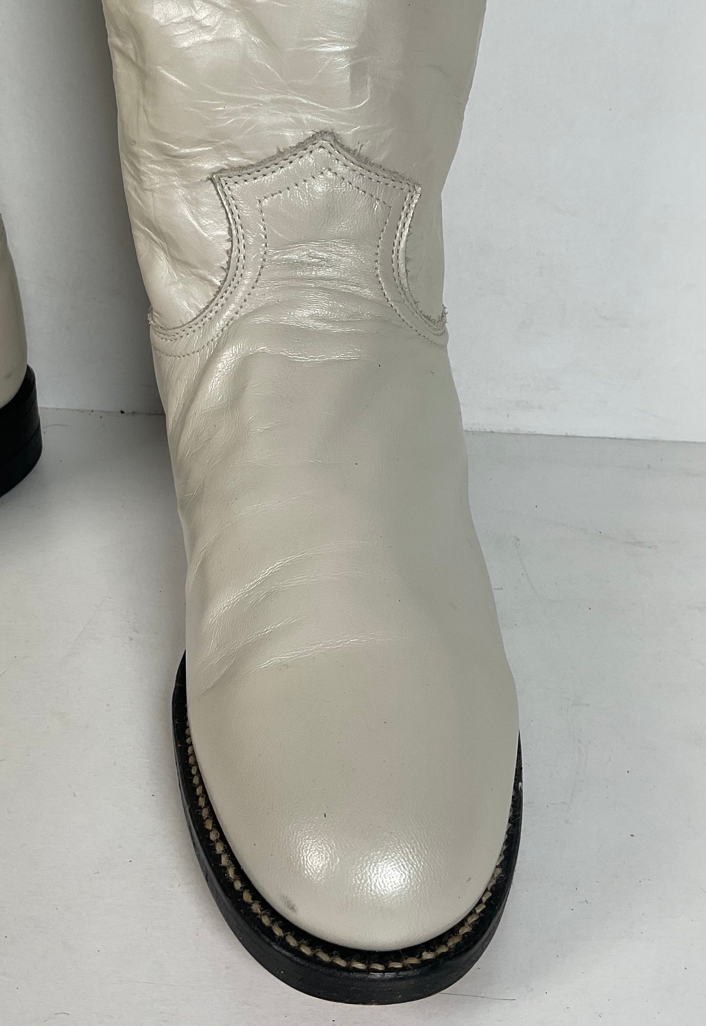 Justin Pearl White Roper Boots | Cowgirl | USA Made | Women’s 7.5 B