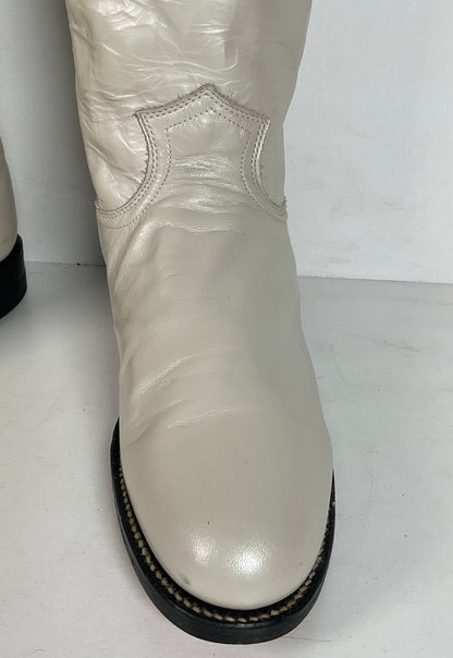 Justin Pearl White Roper Boots | Cowgirl | USA Made | Women’s 7.5 B