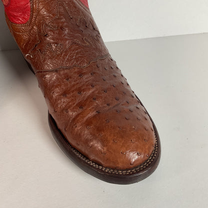 Lucchese 2000 Ostrich Quill Cowboy Boots | Exotic | Tooled Inlay | Men’s 8.5 D