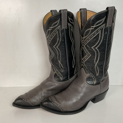 Vintage Tony Lama Grey Lizard Wingtip Cowboy Boots 10.5 D Gold Label Recraft
