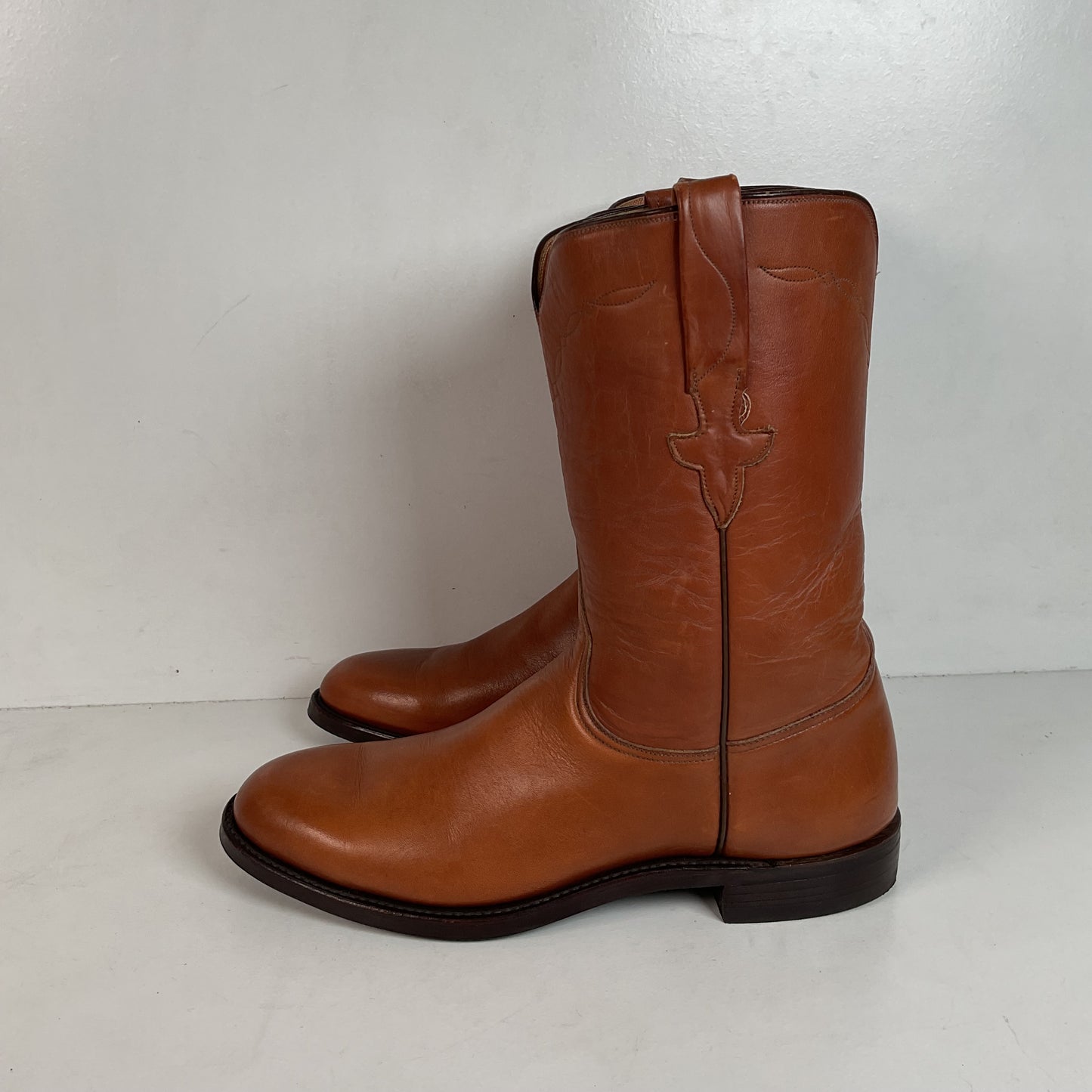 Vintage Lucchese Roper Boots 8.5 D USA Made Royal Calf