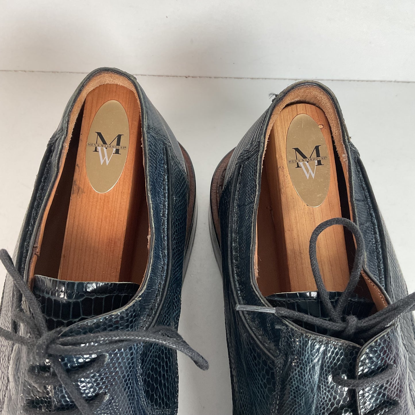 Mezlan Platinum Lizard Derby Loafers 9 M Dark Blue