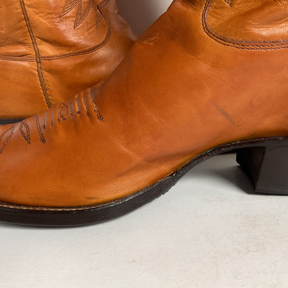 Vintage Justin Calfskin Cowboy Boots | Butterscotch | USA Made | Men’s 10.5 D