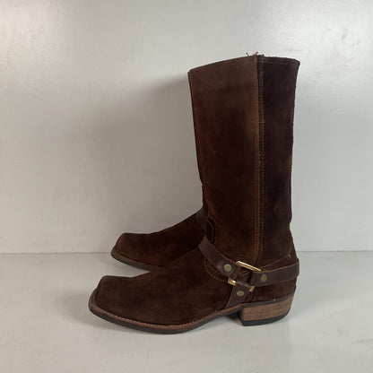1970s Sears Chocolate Suede Harness Boots Men’s 10 B (Narrow) USA Made