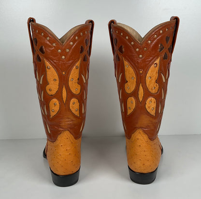 Cuadra Butterfly Cowgirl Boots | Tooled Ostrich Inlays | Exotic | Women’s 7