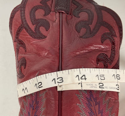 Tony Lama Lizard Wingtip Cowgirl Boots | Overlays | Cranberry | Women’s 6.5 M