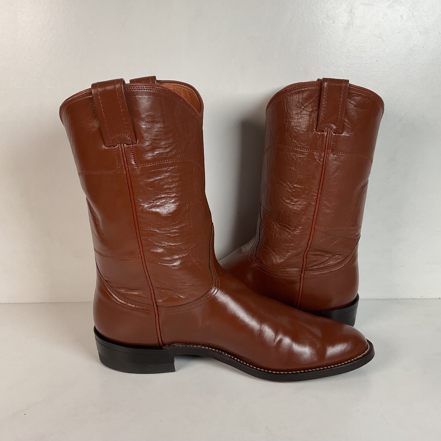 Vintage Nocona Brown Leather Roper Boots 8.5 E USA Made Western 60s 70s