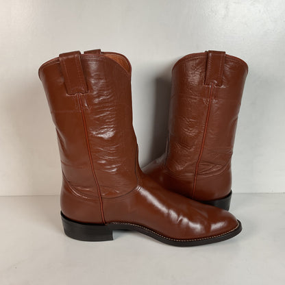 Vintage Nocona Brown Leather Roper Boots 8.5 E USA Made Western 60s 70s