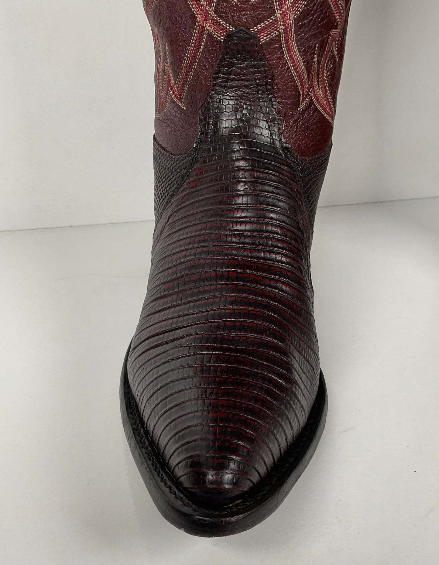Vintage Tony Lama Teju Lizard Buckaroo Boots | Burgundy | Women’s 9 B