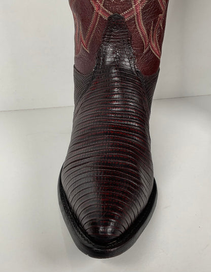 Vintage Tony Lama Teju Lizard Buckaroo Boots | Burgundy | Women’s 9 B