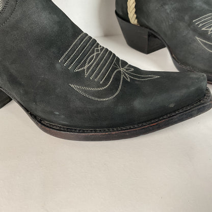 Liberty Handmade Cowgirl Boots | Nubuck Suede | Braided | Women’s 8 B