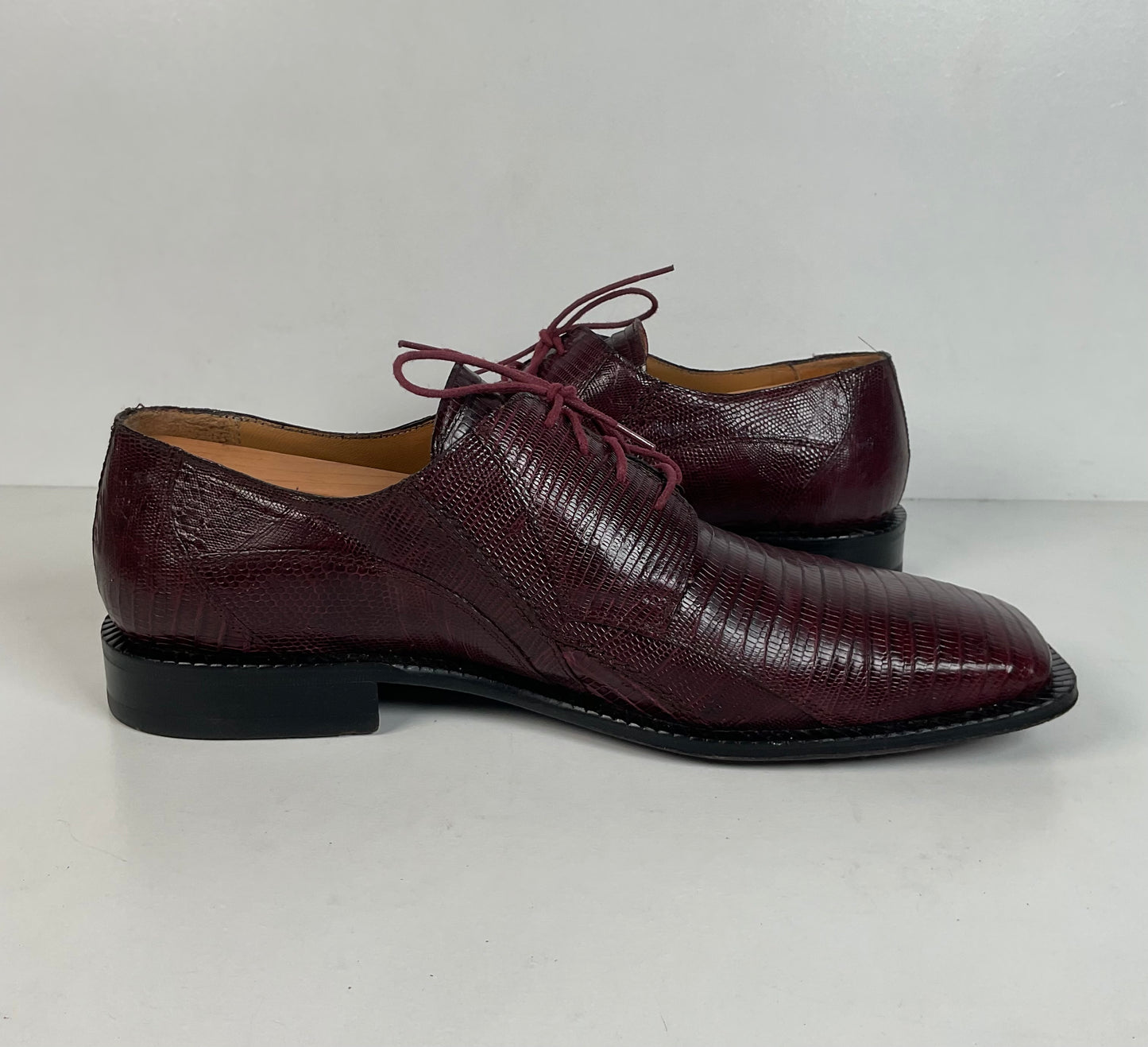 David Eden Teju Lizard Derby Shoes | Wine Red | Men’s 10.5