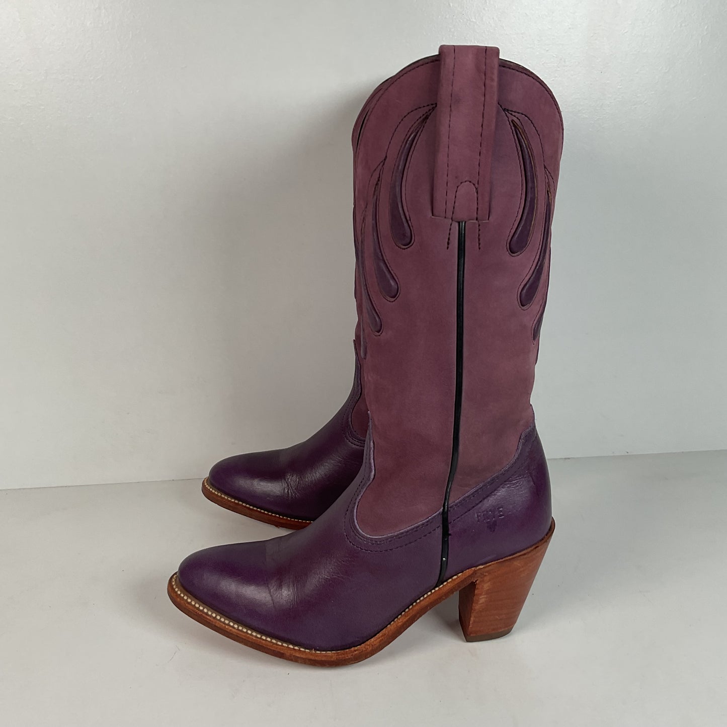 Vintage Frye Cowgirl Boots | Bear Claw | Purple | USA Made | Women’s 6.5 B