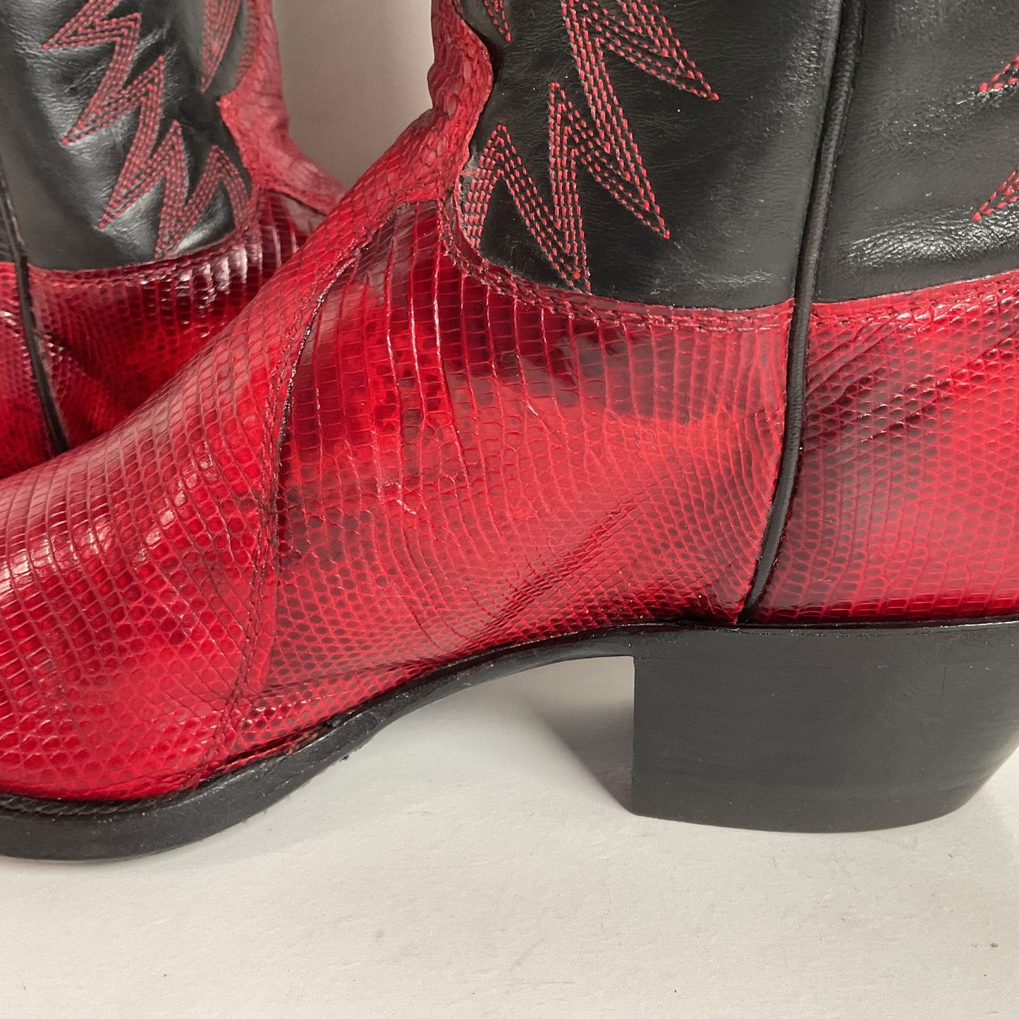 Vintage Justin Teju Lizard Cowgirl Boots | USA Made | Ruby Red | Women’s 7.5 B