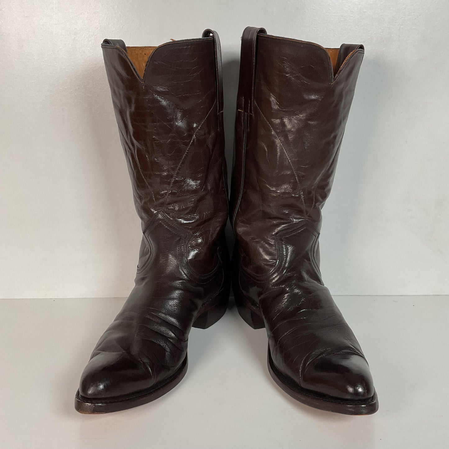 Vintage 1950s Frye Authentic Cowboy Boots 8.5 D Dark Brown Calfskin