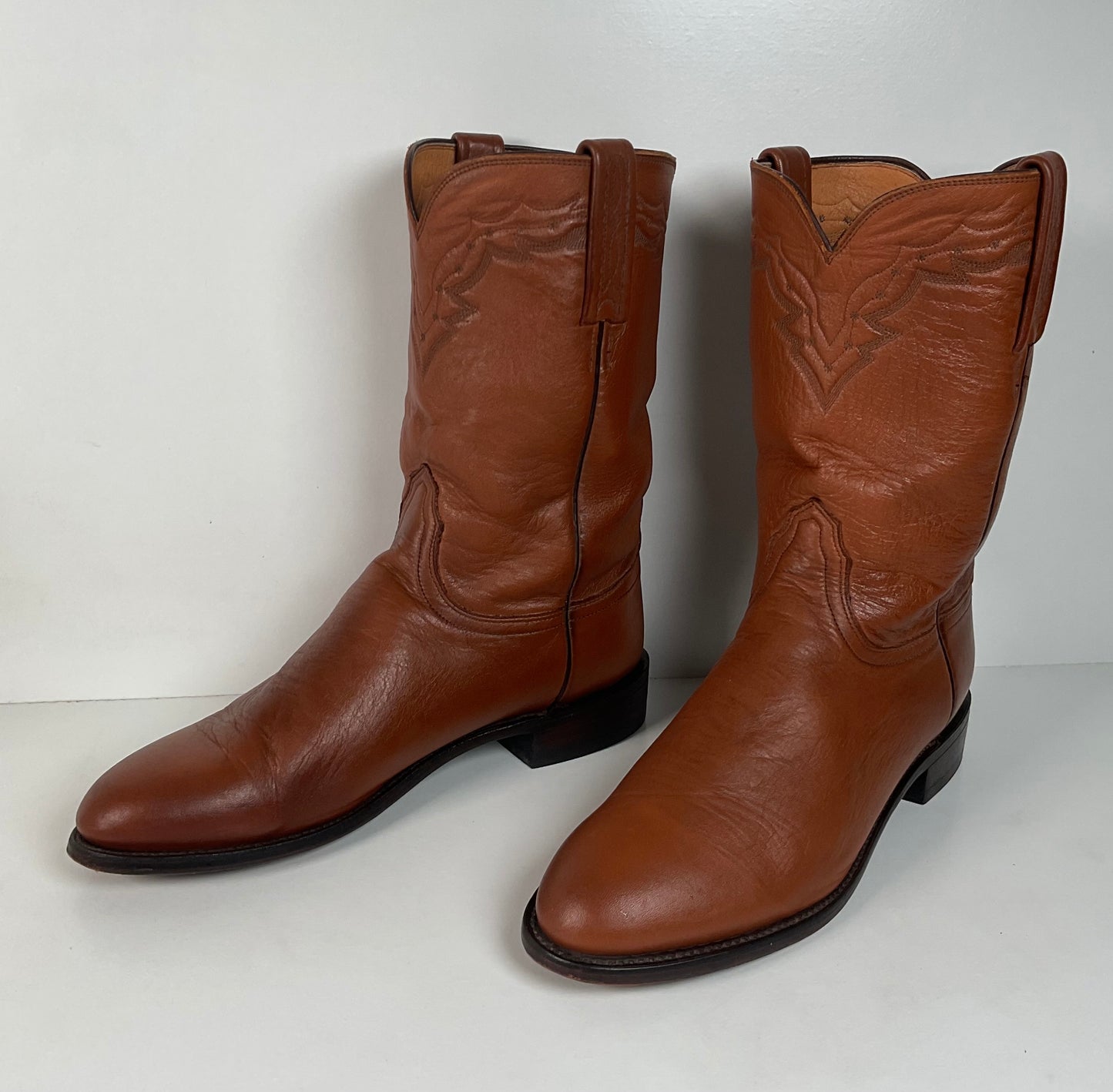 Lucchese 2000 Roper Boots | USA Made | Brown Calf | Men’s 9.5 D