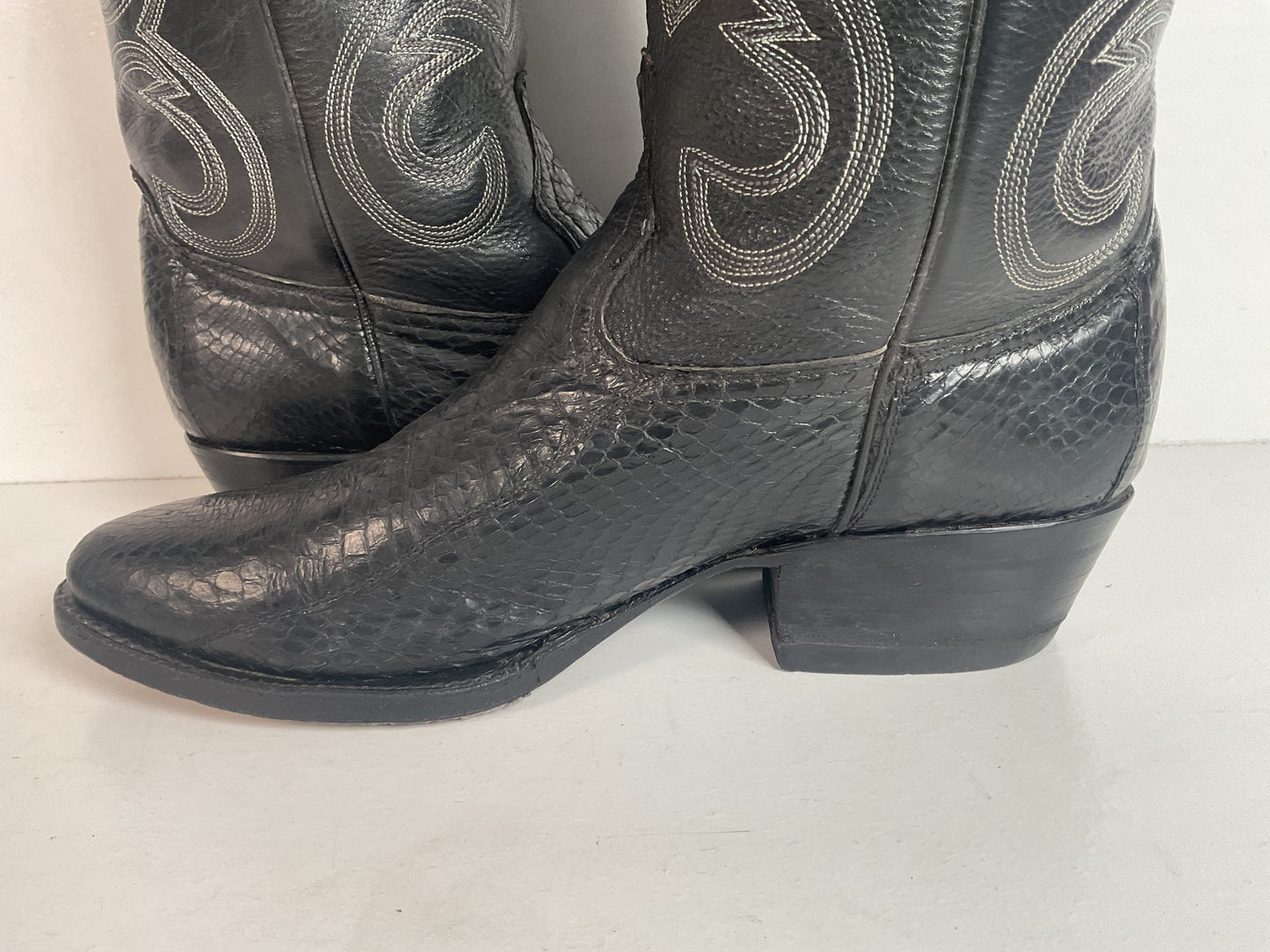 Exotic Black Cobra Snakeskin Cowboy Boots Mexico 28.5 E | US Men’s 10.5