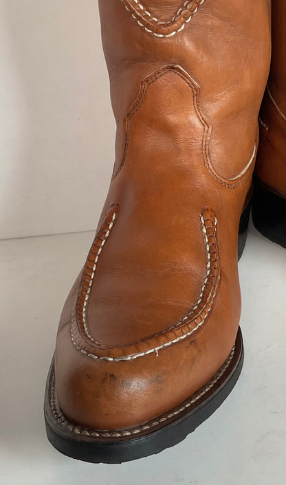 Vintage Double H Horseshoe Cowboy Work Boots 10 D USA Made Soft Toe