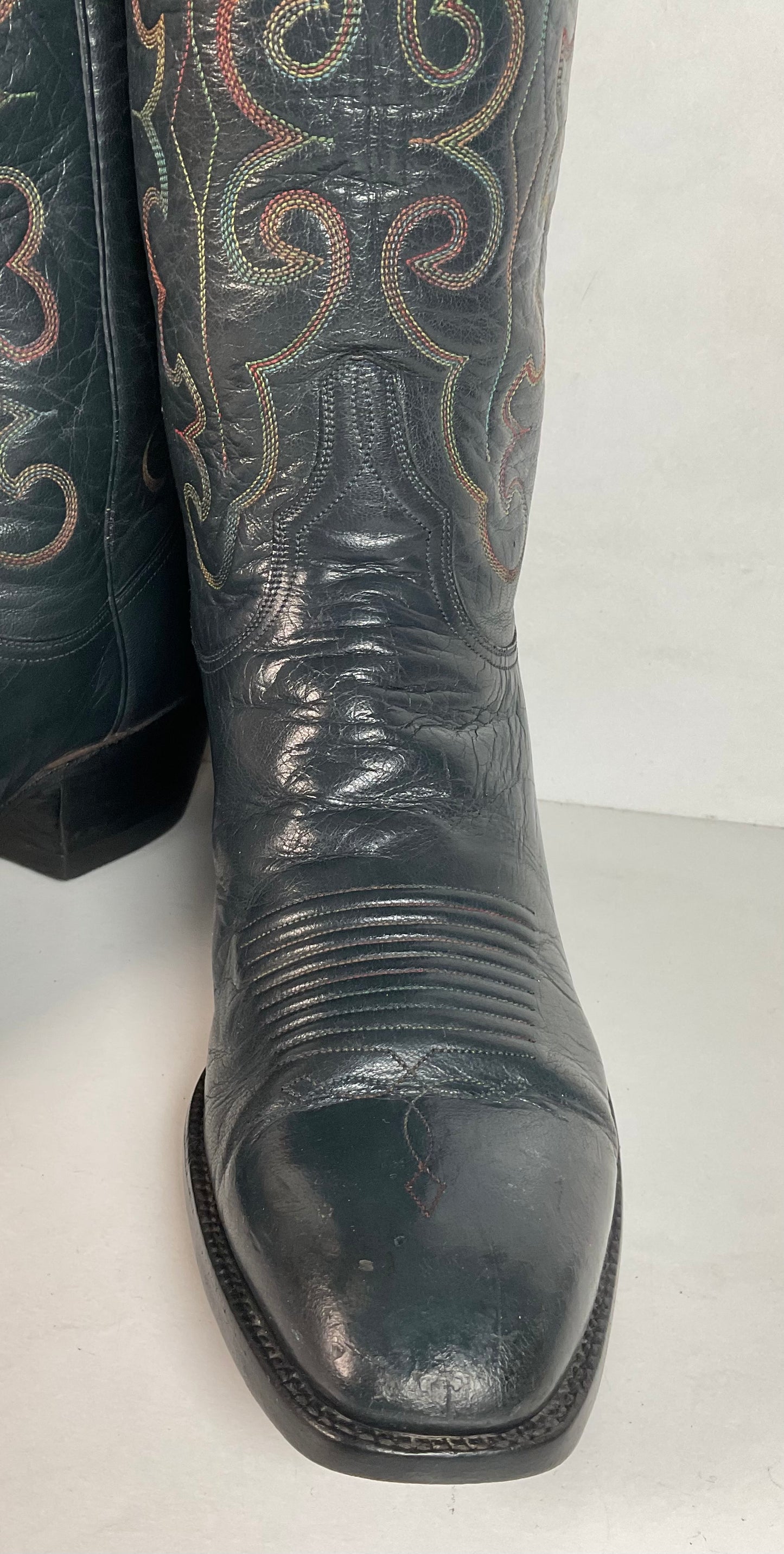 Vintage 1980s Lucchese San Antonio Navy Blue Cowboy Boots Men’s 9 B | Women’s 10