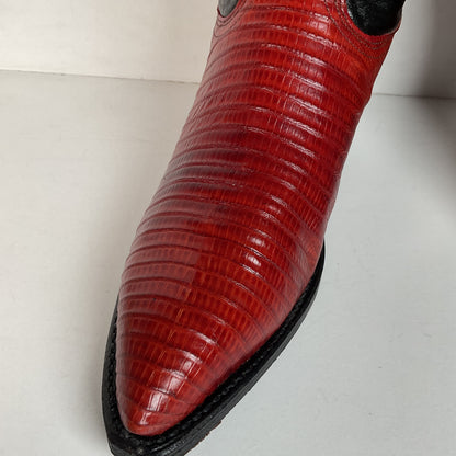 Vintage Dan Post Teju Lizard Cowgirl Boots | Tooled Overlays | Women’s 7.5