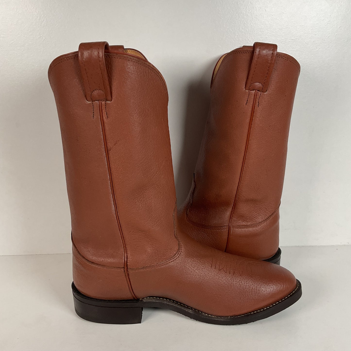 Vintage Nocona Pig Skin Cowboy Boots | Rust Brown | USA Made | Men’s 10 EEE