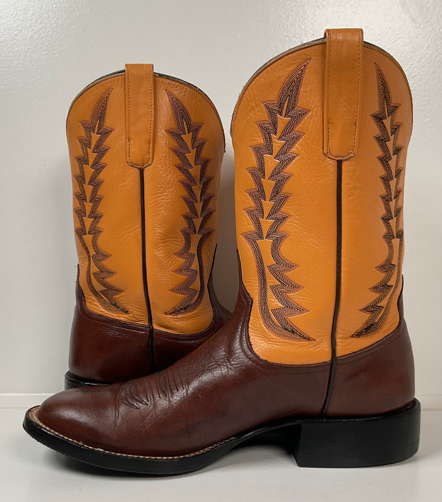 Anderson Bean Leather Roper Western Boots 9 D Mango Yellow USA Recraft