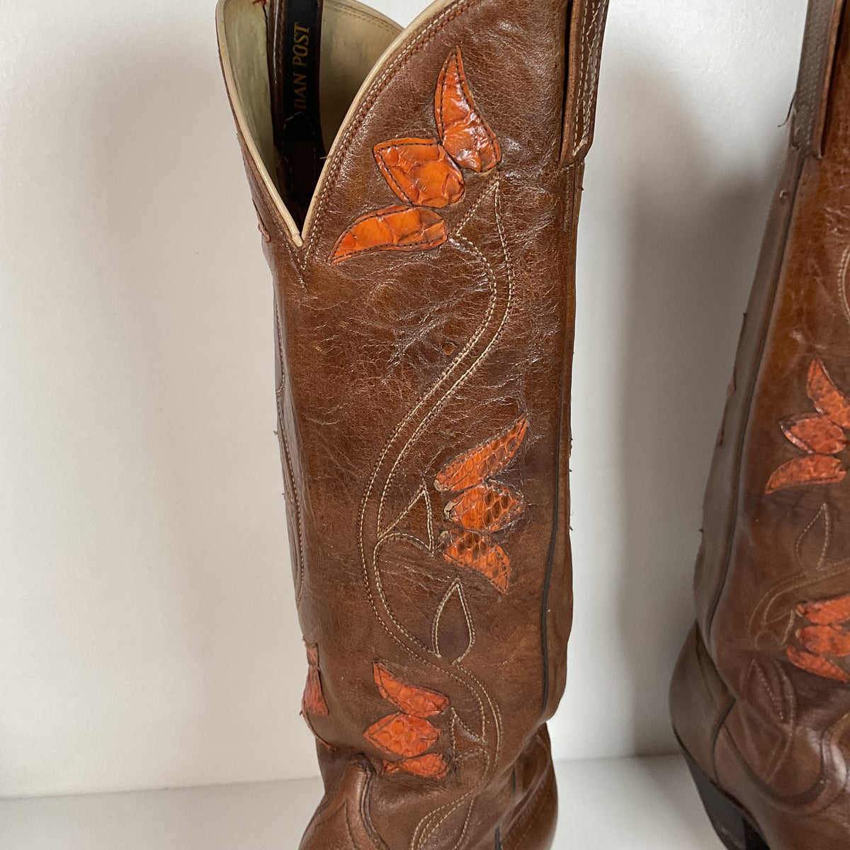 Vintage Dan Post Tulip Cowgirl Boots | Snakeskin | Men’s 8.5 | Women’s 9.5
