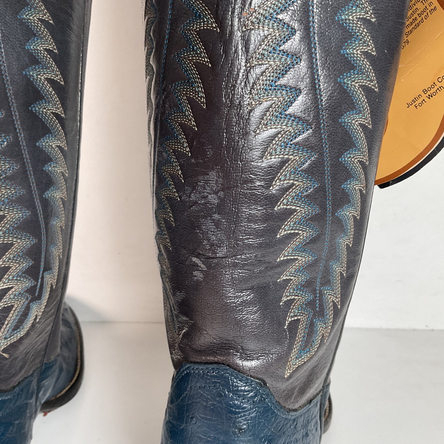 Vintage Justin Ostrich Quill Cowgirl Boots | USA Made | Royal Blue | Women’s 6.5 B