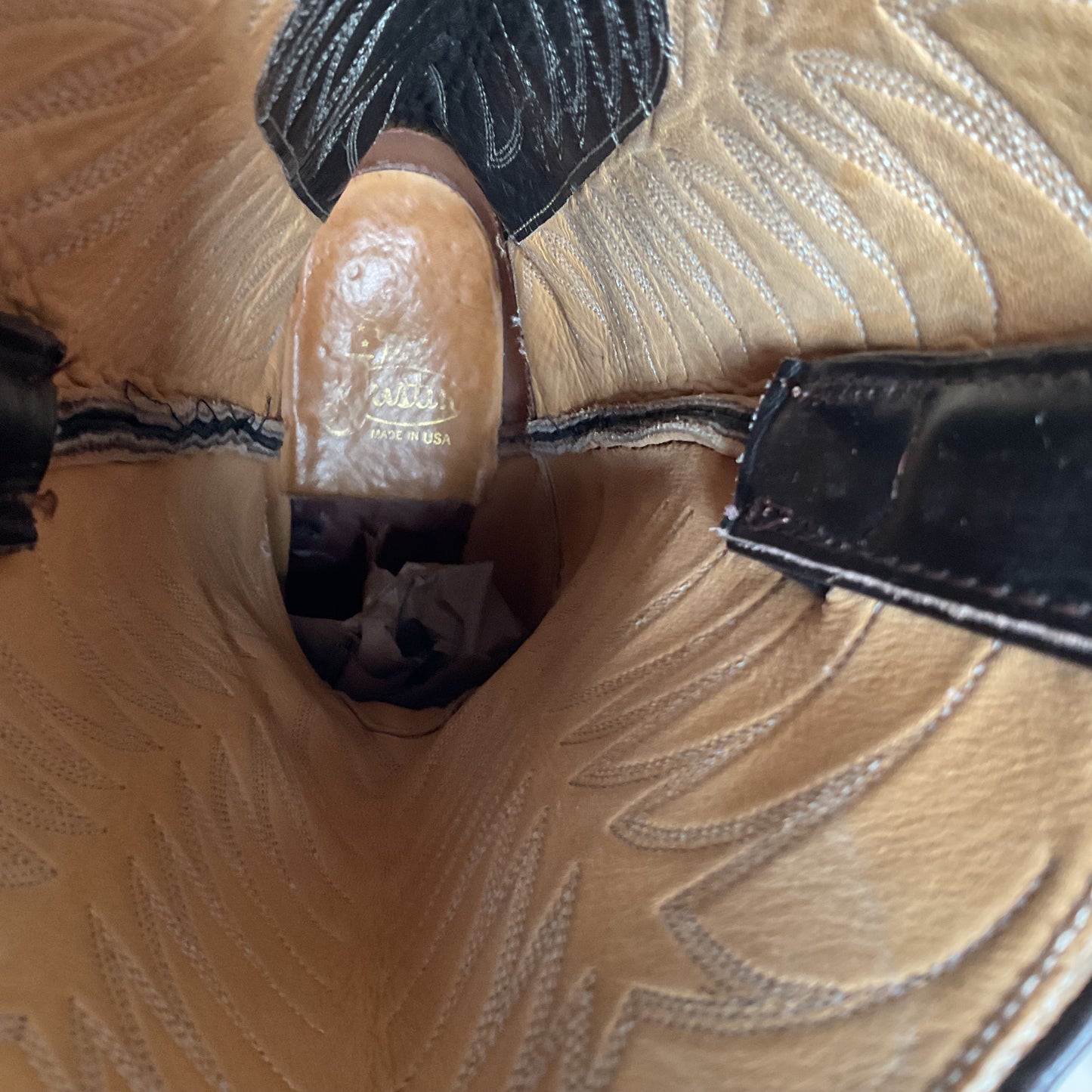 Vintage 1970s Justin Cowboy Boots 13 A Calfskin USA Made