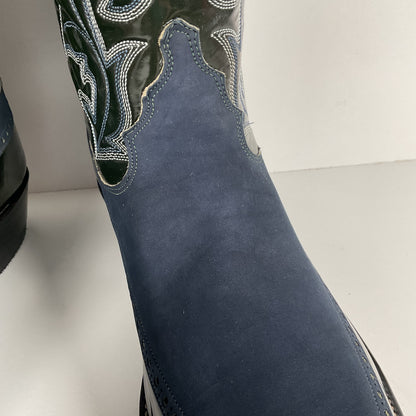 Vintage Justin Algonquin Toe Cowboy Boots | Royal Blue | Patent Leather | 12 EE