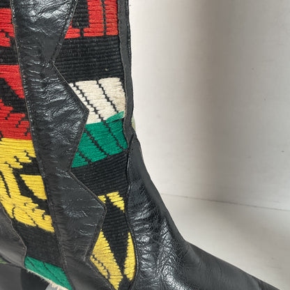 Tony Lama’s Hyer Cowgirl Boots 8 C Southwestern Aztec Woven Inlays