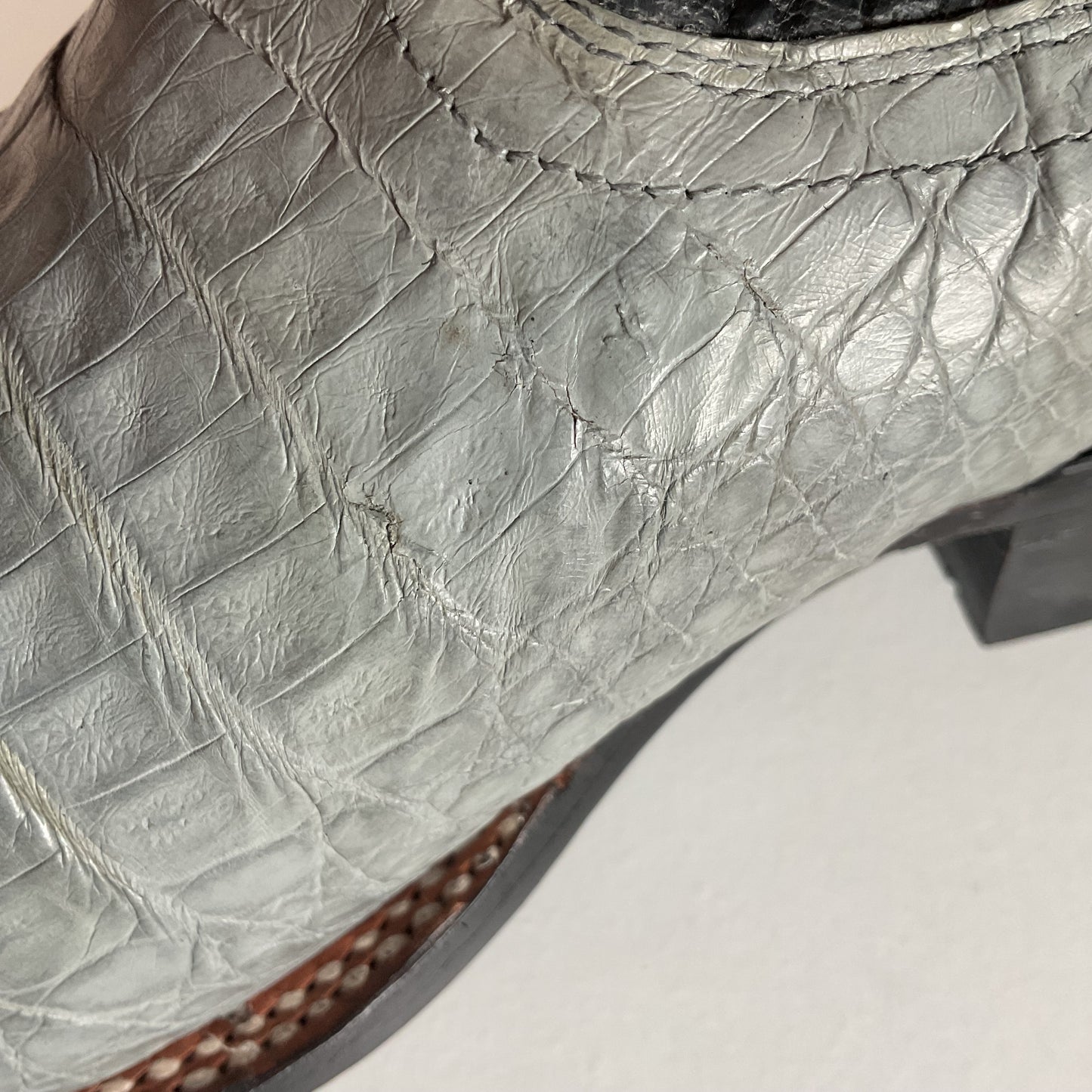 Los Altos Grey Caiman Crocodile Cowboy Boots 9 EE Exotic Belly Cut