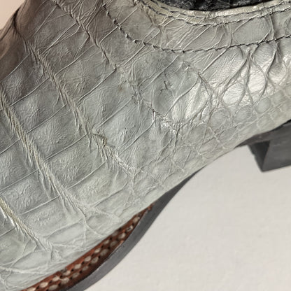 Los Altos Grey Caiman Crocodile Cowboy Boots 9 EE Exotic Belly Cut