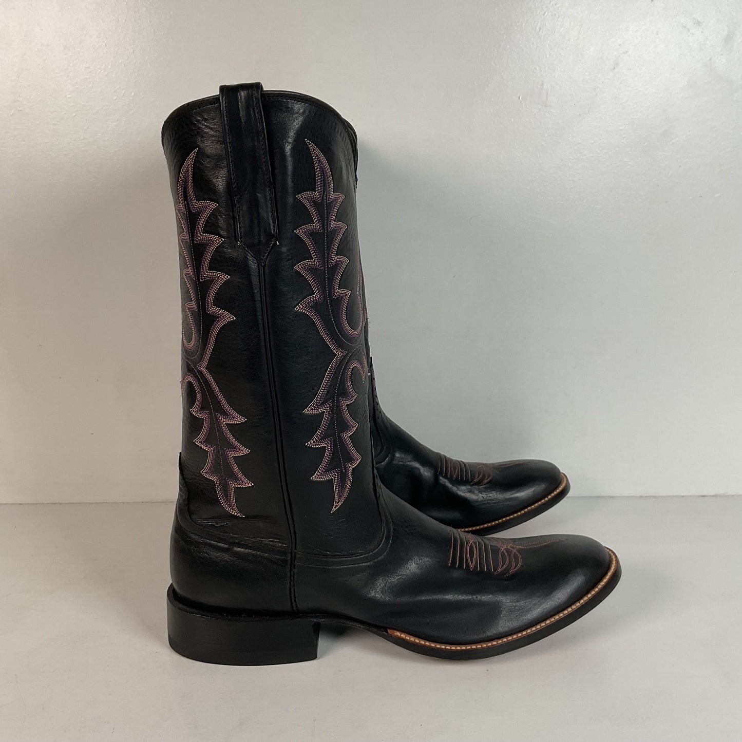 Rios of Mercedes Cowboy Boots Men’s 9.5 B (Narrow) Black Buffalo Calf