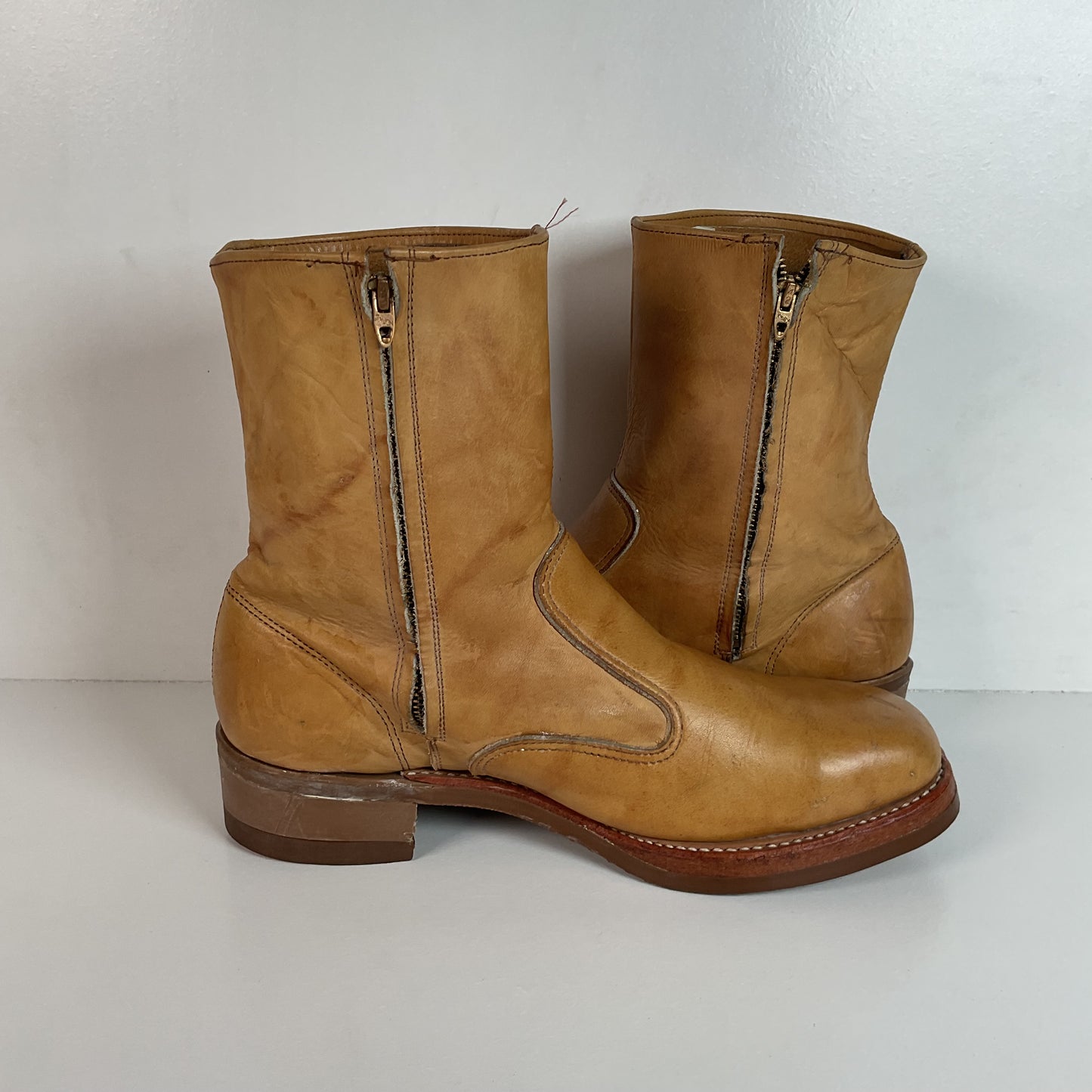 Vintage 1970s Iron Age Safety Toe Ankle Boots 9.5 EEE USA Made Campus Chunky
