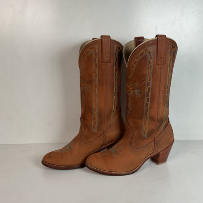 Vintage Dingo Acme Nubuck Suede Cowgirl Boots 8 M Dream Catcher Stitching