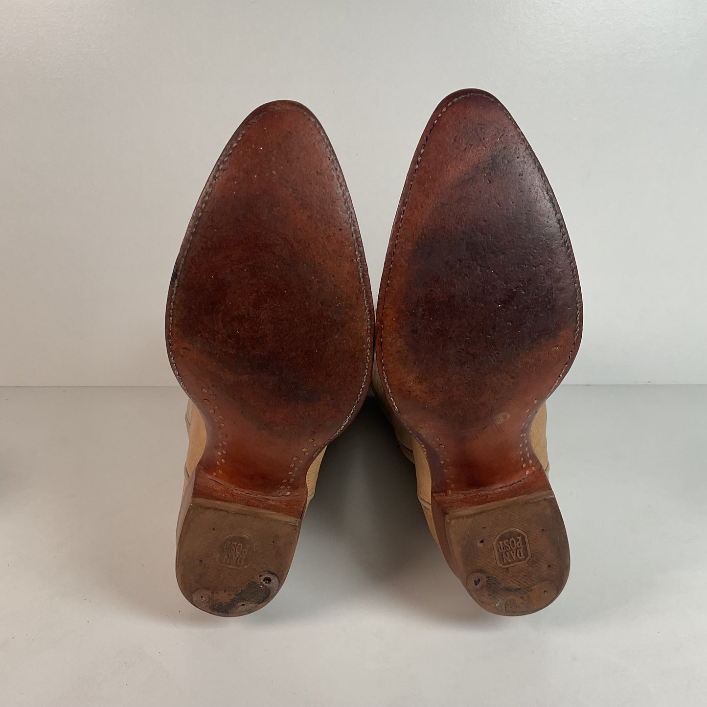 Vintage Dan Post Monitor Lizard Cowboy Boots | Golden Spur Collection | Blonde | 10 D