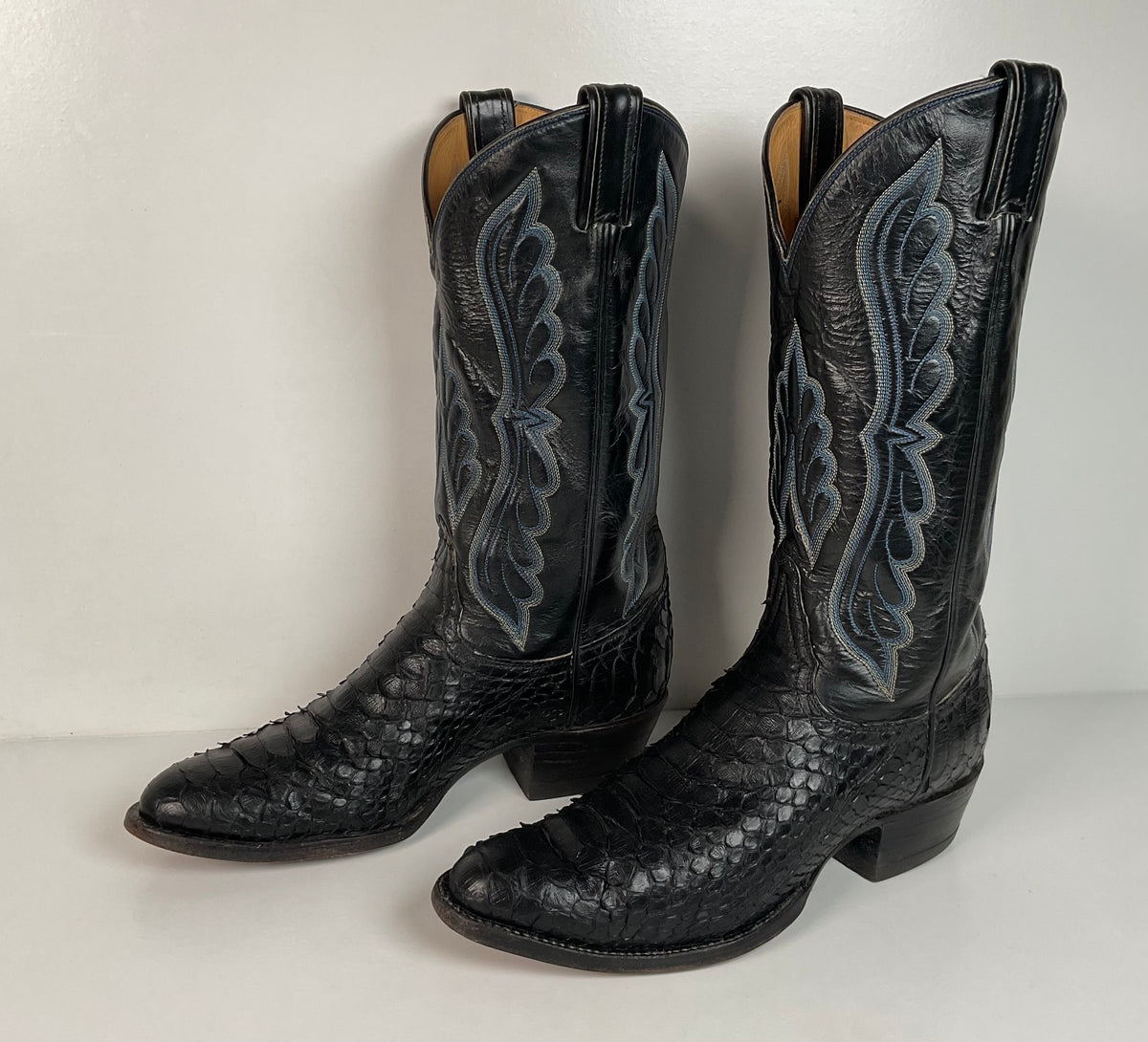 Vintage Tony Lama Boa Snakeskin Cowboy Boots | Gold Label | Men’s 9 D