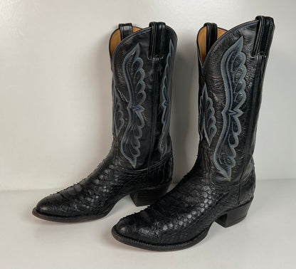 Vintage Tony Lama Boa Snakeskin Cowboy Boots | Gold Label | Men’s 9 D