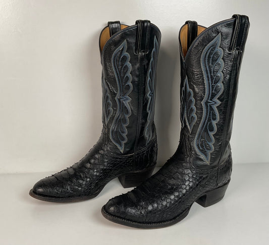 Vintage Tony Lama Boa Snakeskin Cowboy Boots | Gold Label | Men’s 9 D