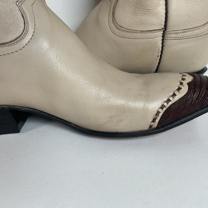 Vintage 1960s Cowtown Lizard Wingtip Cowboy Boots Men’s 8.5 A | Women’s 10